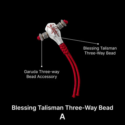 Sliver With Cinnabar Talisman Three Way Bead SKU 01