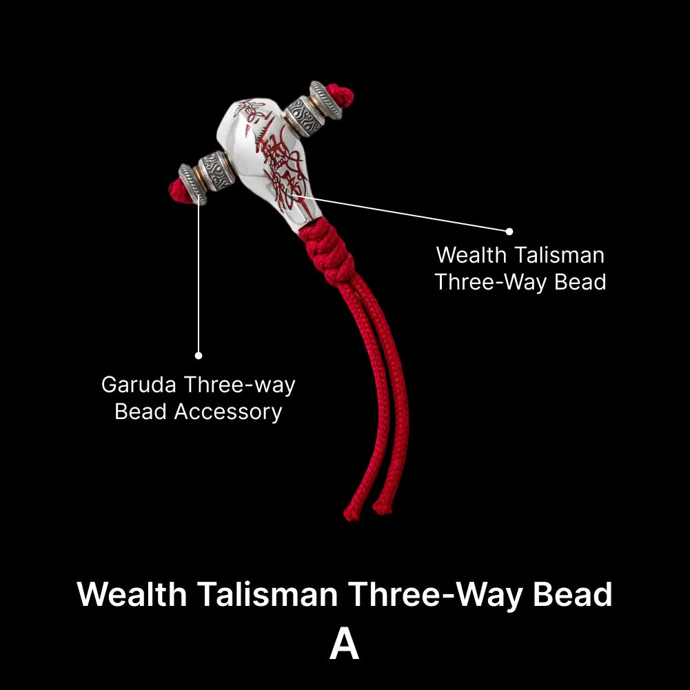 Sliver With Cinnabar Talisman Three Way Bead SKU 02