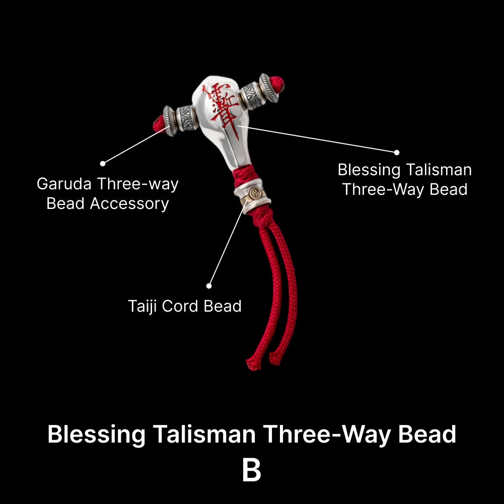 Sliver With Cinnabar Talisman Three Way Bead SKU 04