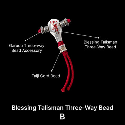 Sliver With Cinnabar Talisman Three Way Bead SKU 04