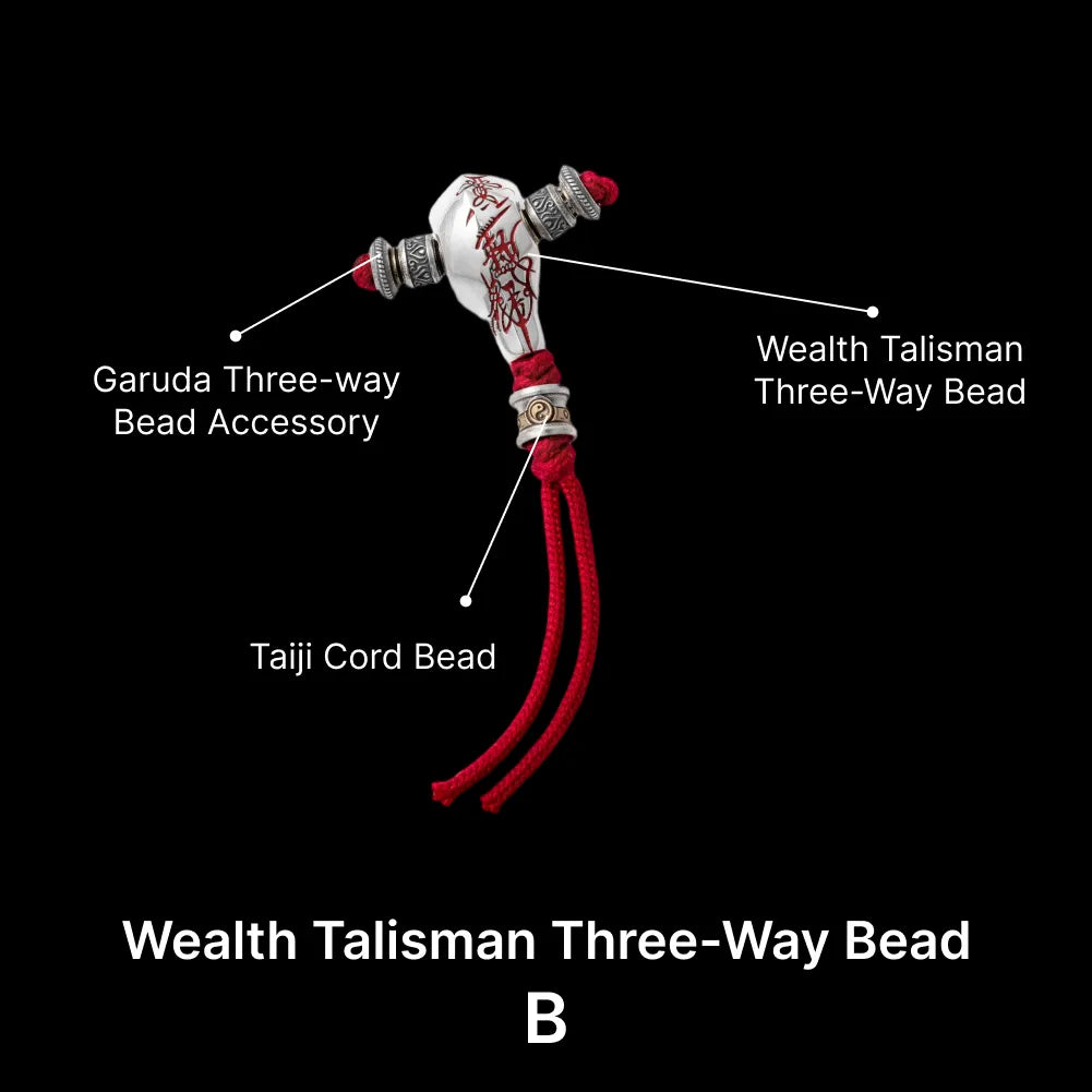 Sliver With Cinnabar Talisman Three Way Bead SKU 05