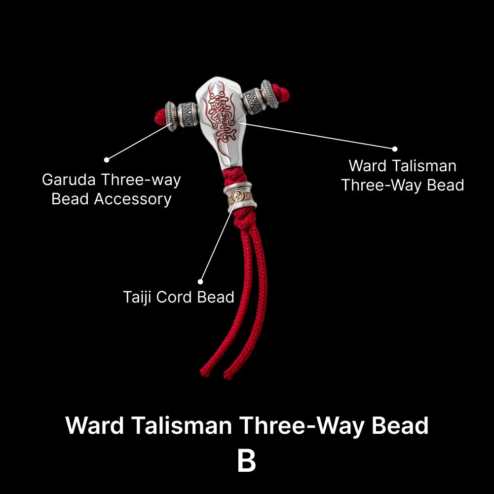 Sliver With Cinnabar Talisman Three Way Bead SKU 06