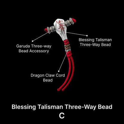 Sliver With Cinnabar Talisman Three Way Bead SKU 07