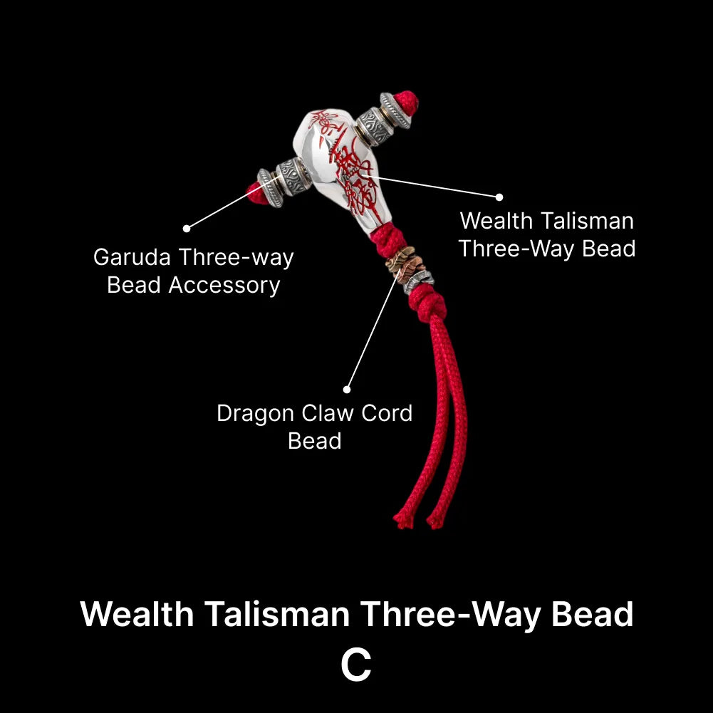 Sliver With Cinnabar Talisman Three Way Bead SKU 08