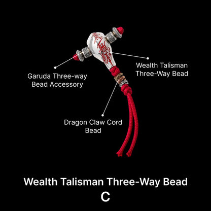 Sliver With Cinnabar Talisman Three Way Bead SKU 08