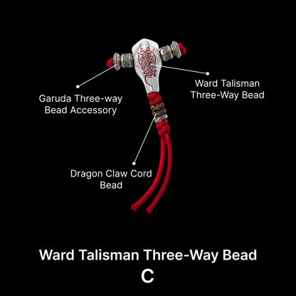 Sliver With Cinnabar Talisman Three Way Bead SKU 09