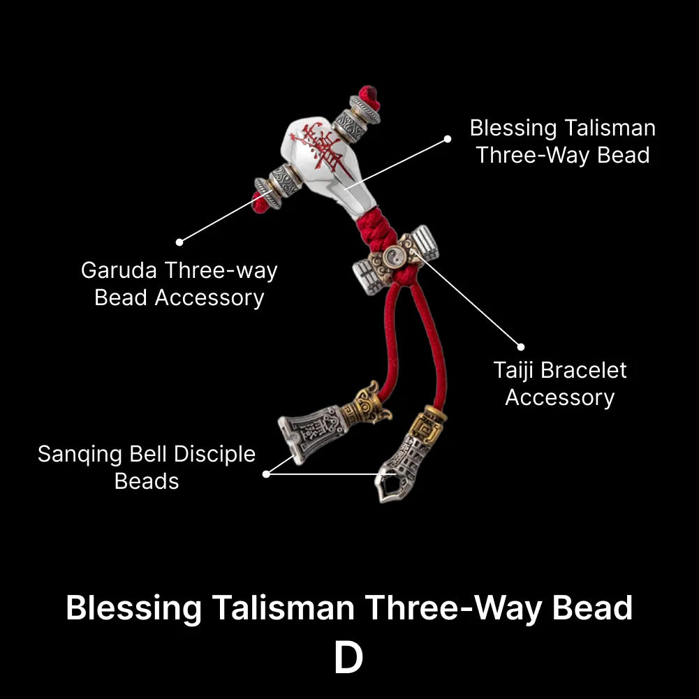 Sliver With Cinnabar Talisman Three Way Bead SKU 10