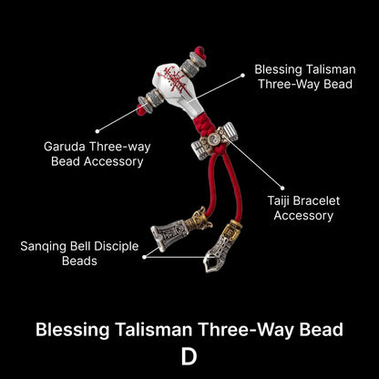 Sliver With Cinnabar Talisman Three Way Bead SKU 10