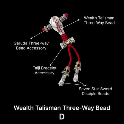 Sliver With Cinnabar Talisman Three Way Bead SKU 11