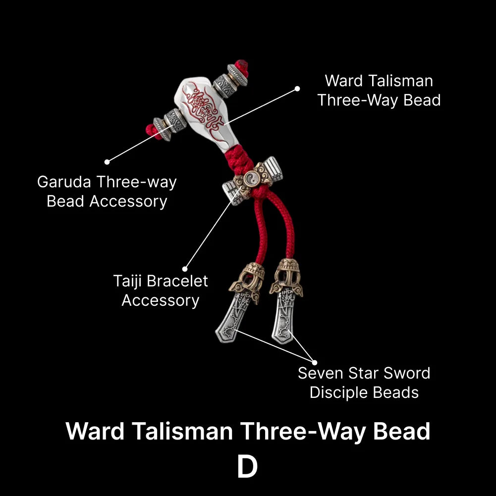 Sliver With Cinnabar Talisman Three Way Bead SKU 12