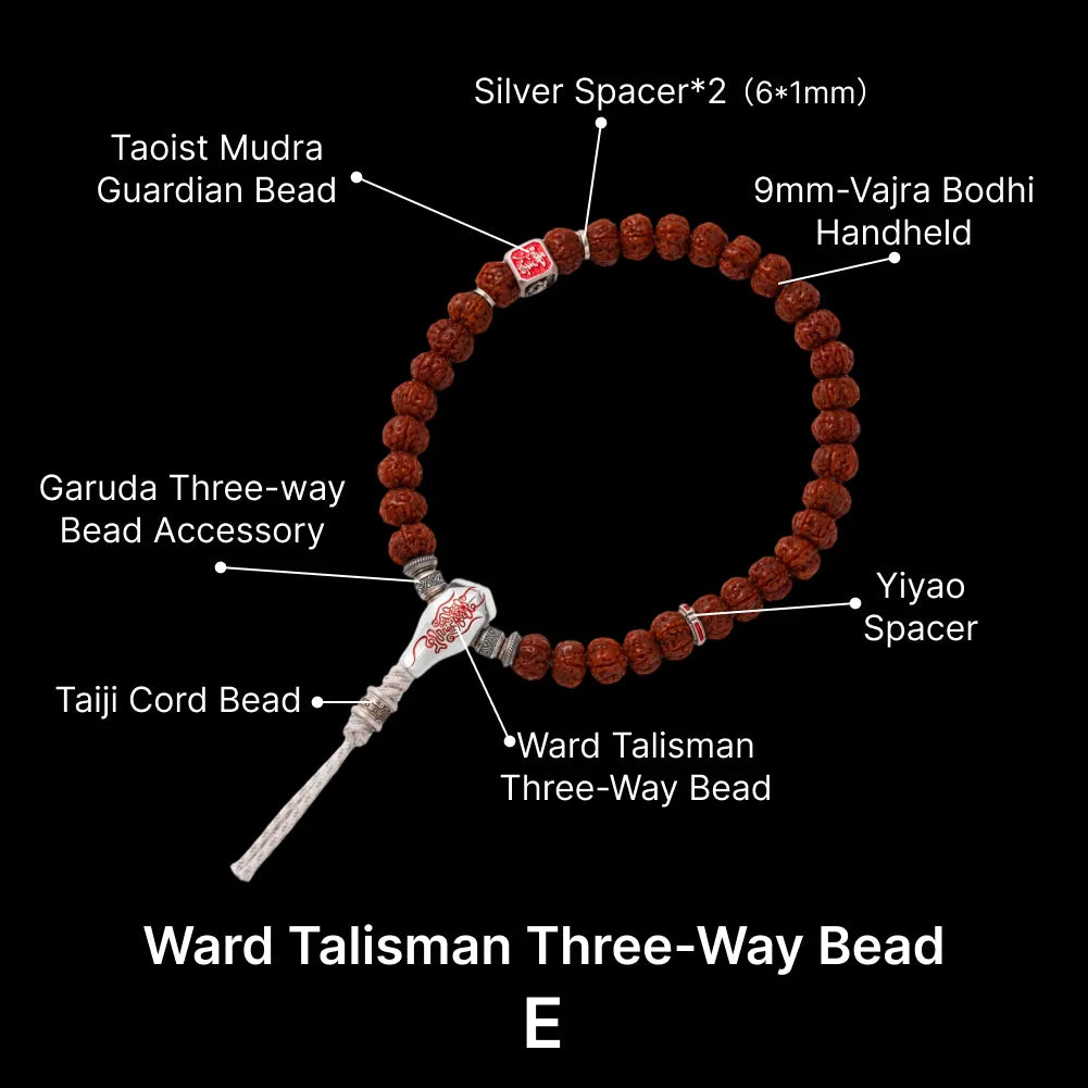 Sliver With Cinnabar Talisman Three Way Bead SKU 15