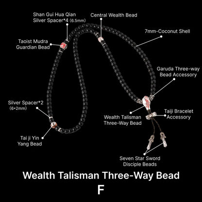 Sliver With Cinnabar Talisman Three Way Bead SKU 17