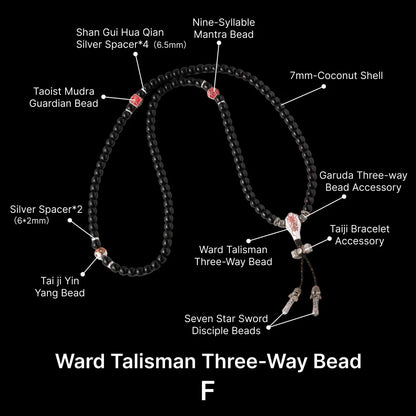 Sliver With Cinnabar Talisman Three Way Bead SKU 18