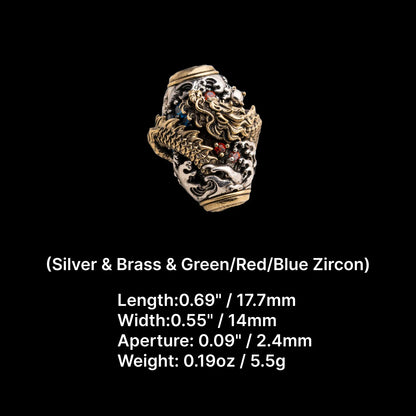 Oxidized Silver & Brass Spiral Dragon Bead