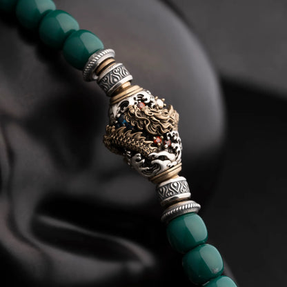 Oxidized Silver & Brass Spiral Dragon Bead Details 02