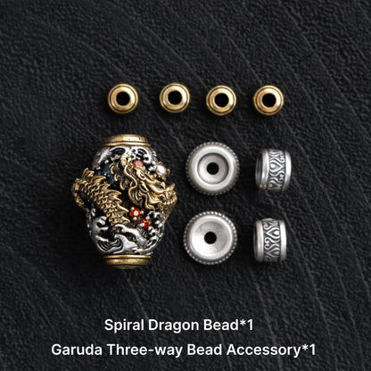 Oxidized Silver & Brass Spiral Dragon Bead Set 1