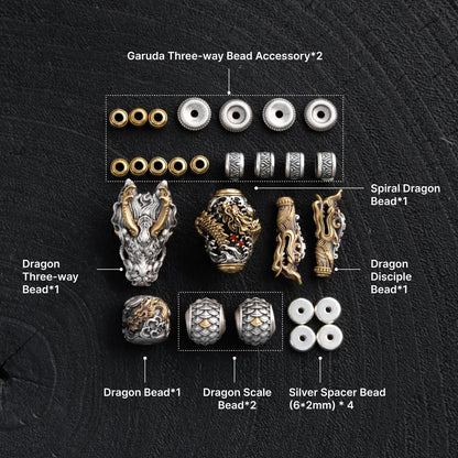 Oxidized Silver & Brass Spiral Dragon Bead Set 2