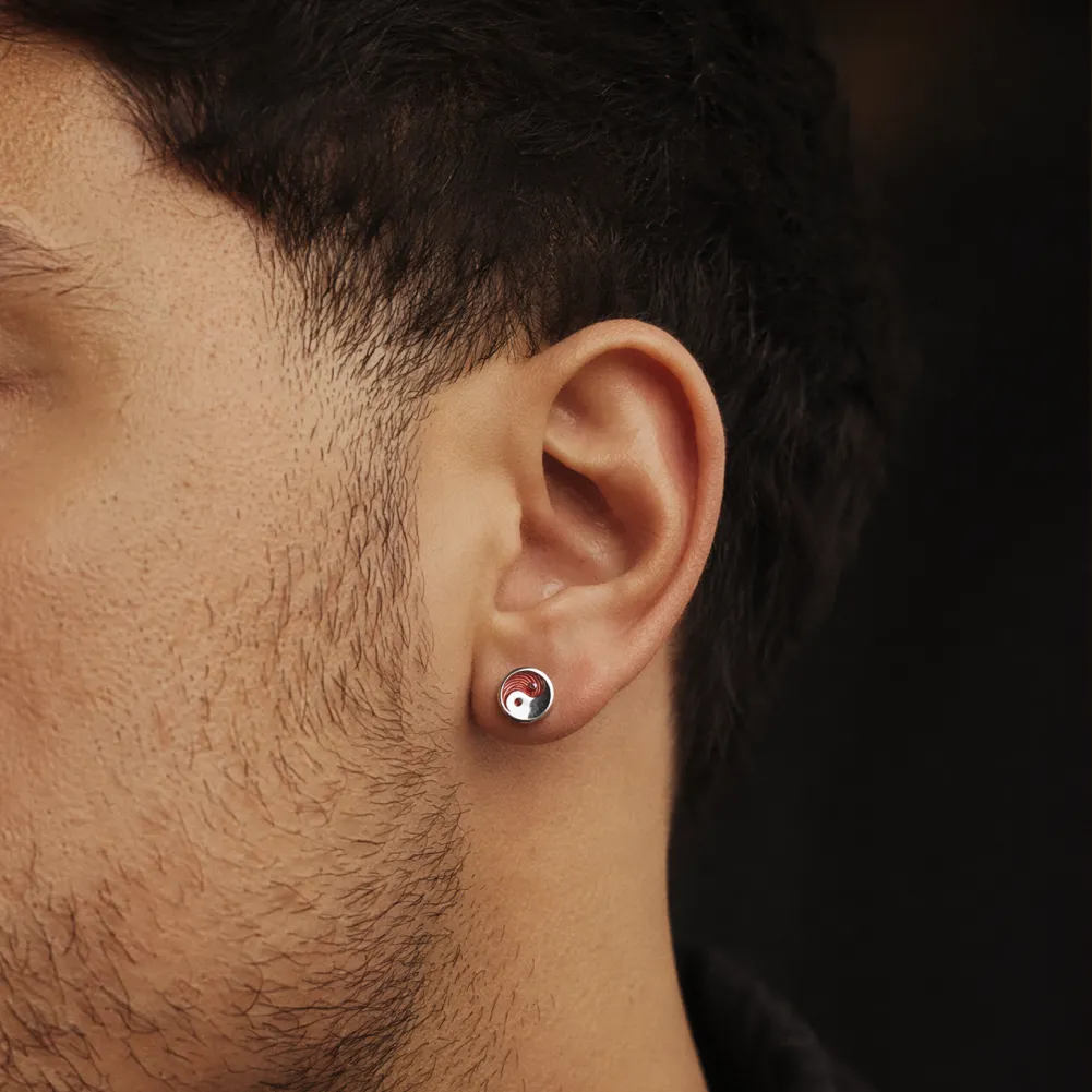 Taiji Stud Earrings male model 05