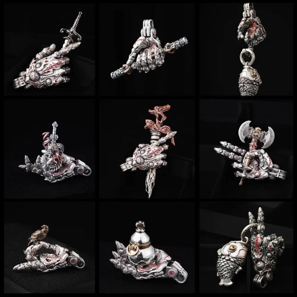 Taoist Mechanical Hand Pendant v80 details 09