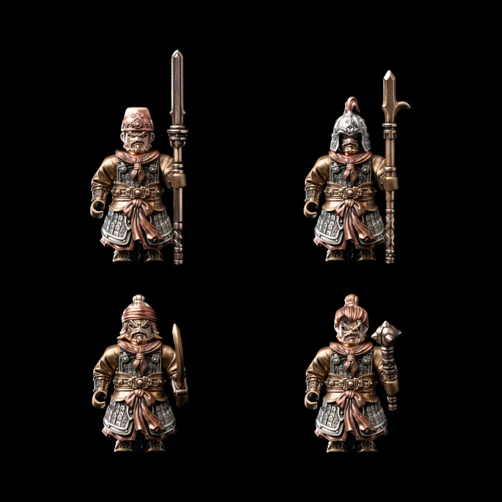 The Unnamed Song Infantry White Bronze Brass Copper Complete Warrior Quartet Set Black Background
