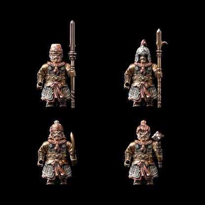 The Unnamed Song Infantry White Bronze Brass Copper Complete Warrior Quartet Set Black Background
