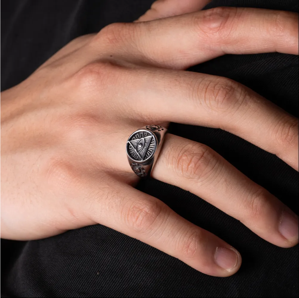 Titanium Steel Horus Signet Ring Details 03