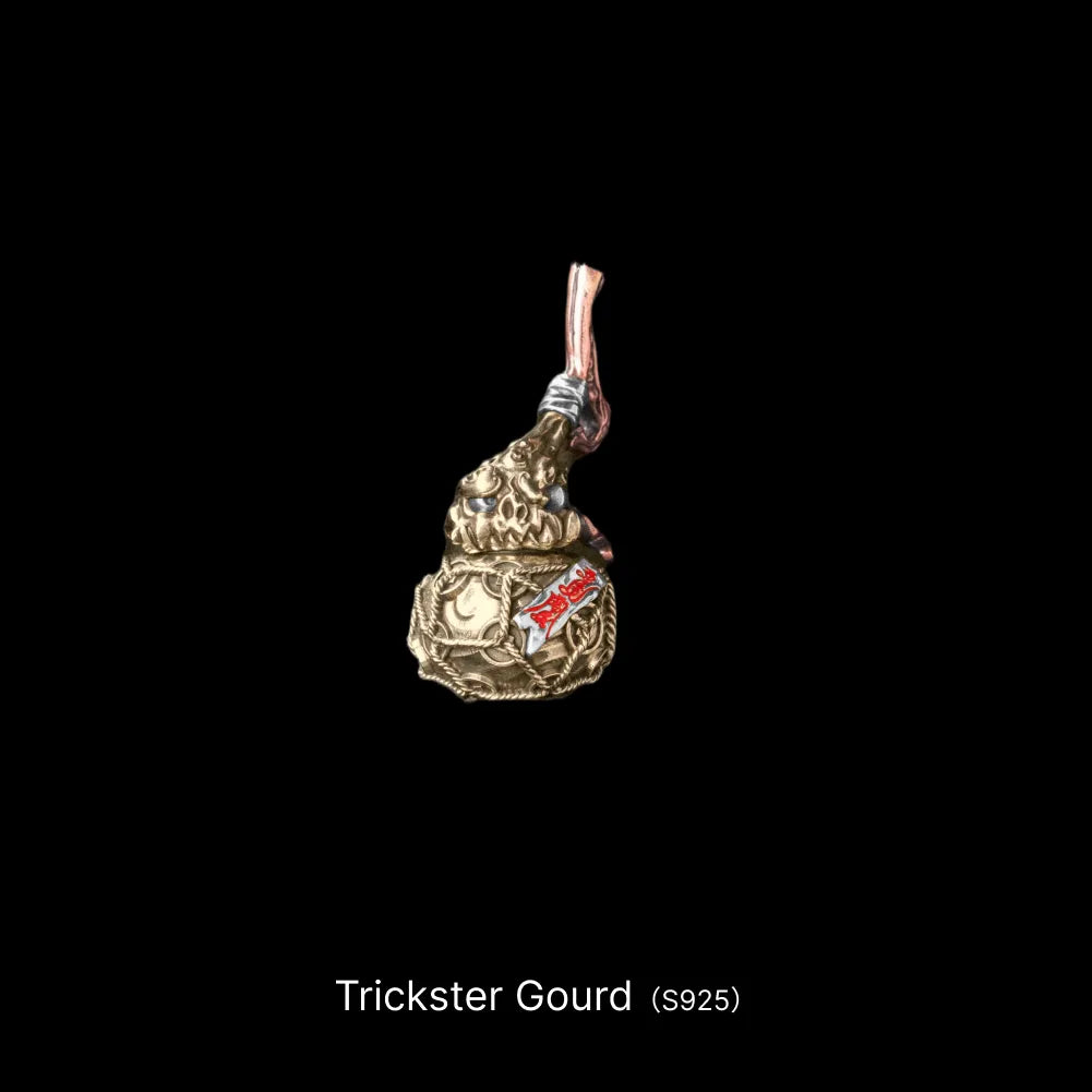 Trickster Gourd Pendant Brass White Bronze Copper Cinnabar Pendant Only