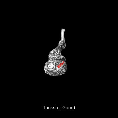 Trickster Gourd Pendant Oxidized Silver Cinnabar Pendant Only