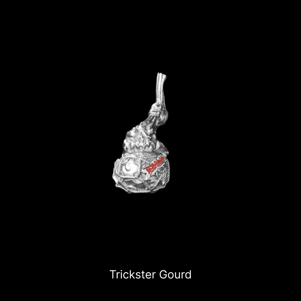 Trickster Gourd Pendant Silver Cinnabar Pendant Only