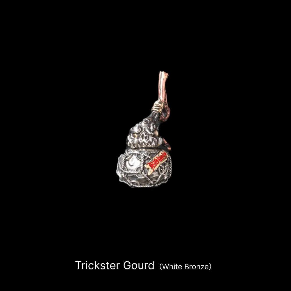 Trickster Gourd Pendant White Bronze Brass Copper Cinnabar Pendant Only