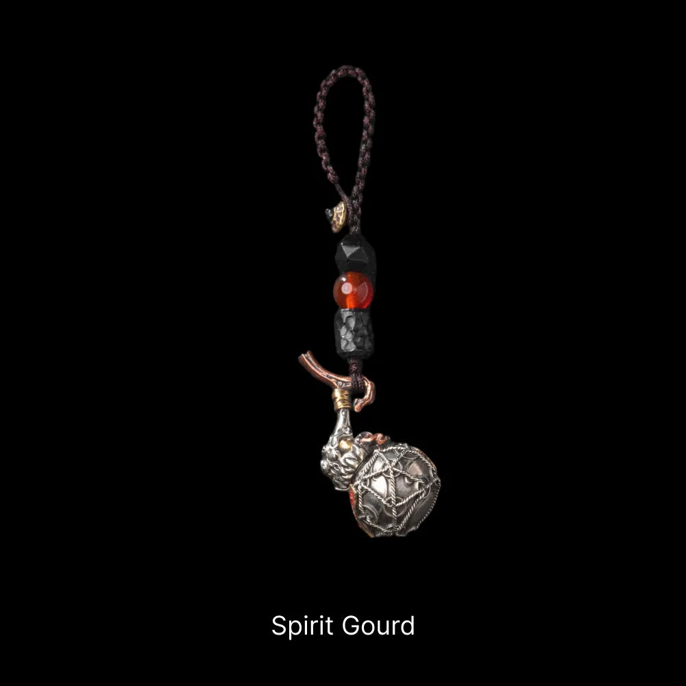 Trickster Gourd Pendant White Bronze Brass Copper Cinnabar Spirit Gourd Style