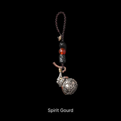 Trickster Gourd Pendant White Bronze Brass Copper Cinnabar Spirit Gourd Style