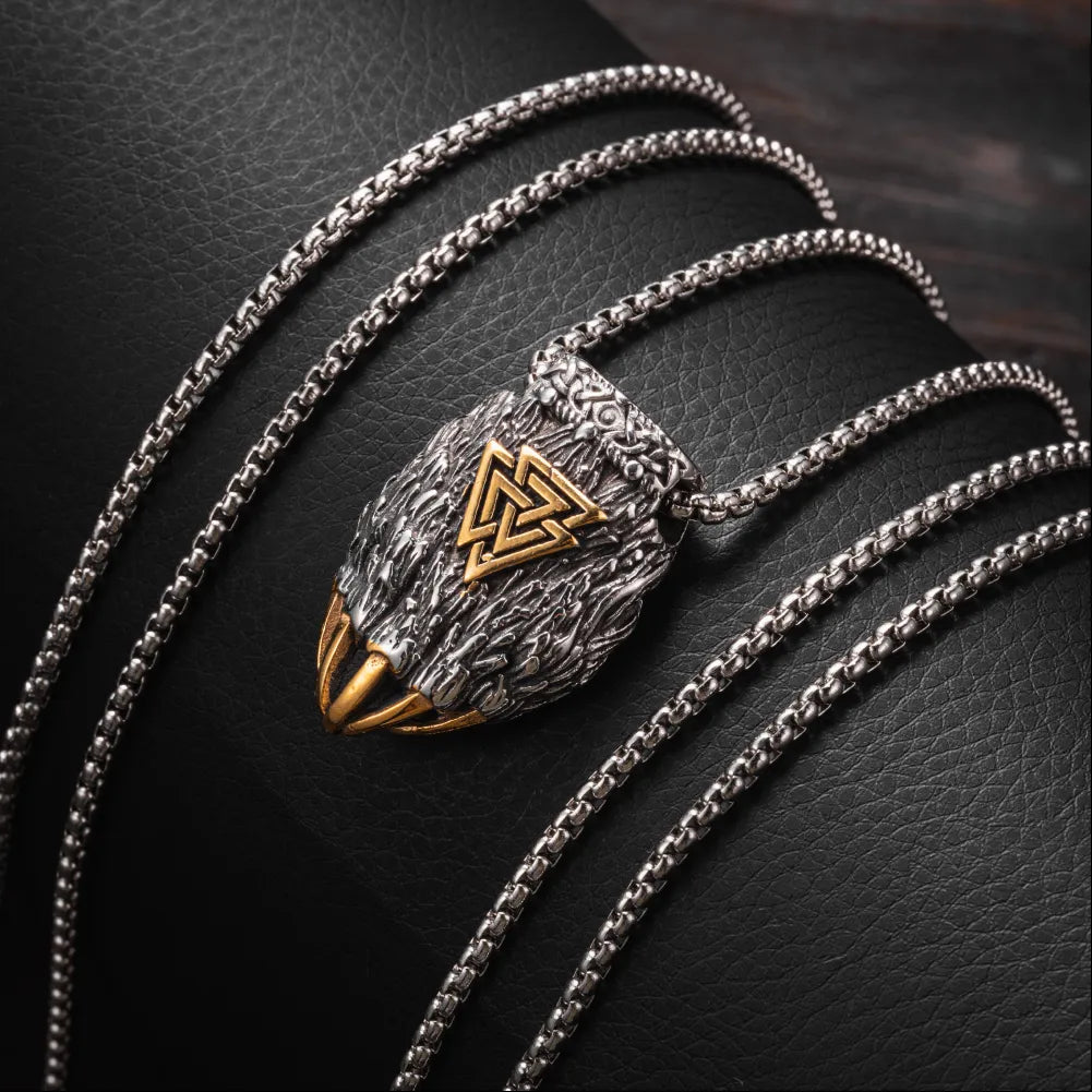 Valknut Bear Claw Pendant Details 07