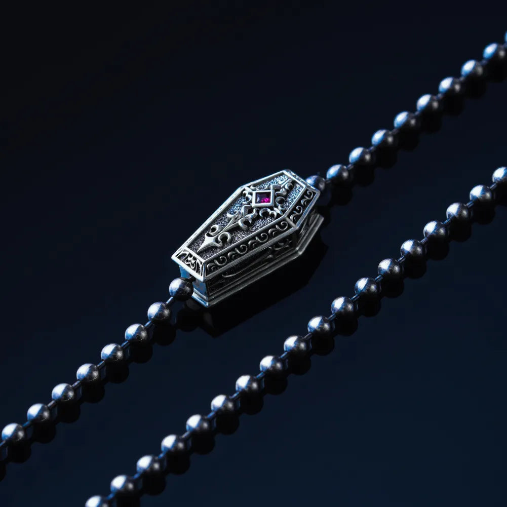 Vampire Coffin Ball Chain Necklace Details 02