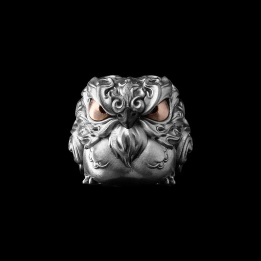 White Bronze & Copper & Blackened Vermilion Bird Figurine