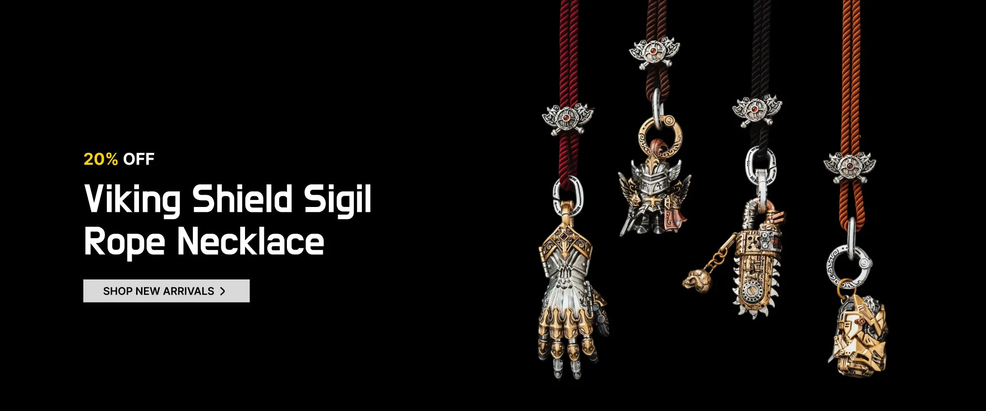 Viking Shield Sigil Rope Necklace