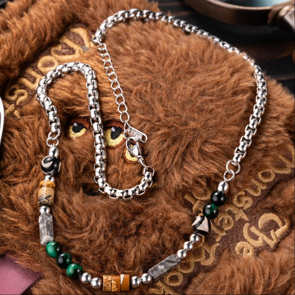 Vintage Beaded Chain Necklace Details 05