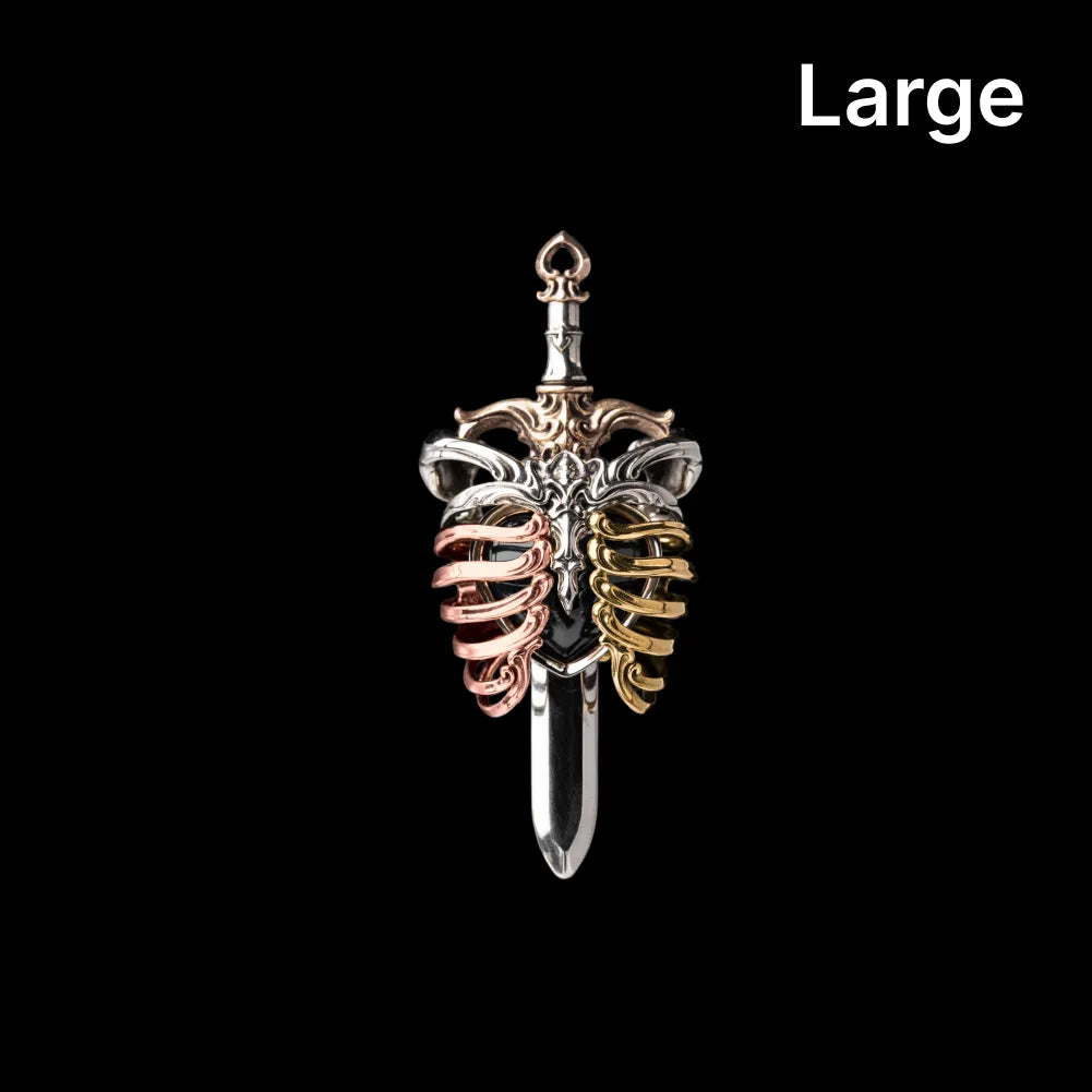 White Bronze Copper Brass Blackened The Beating Heart Pendant Large