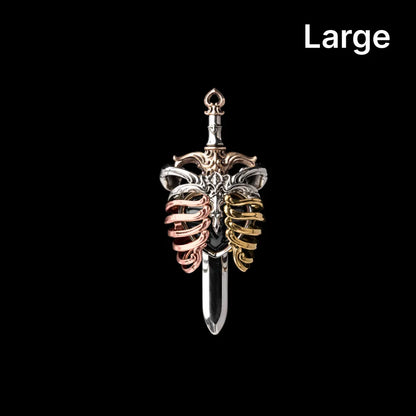 White Bronze Copper Brass Blackened The Beating Heart Pendant Large