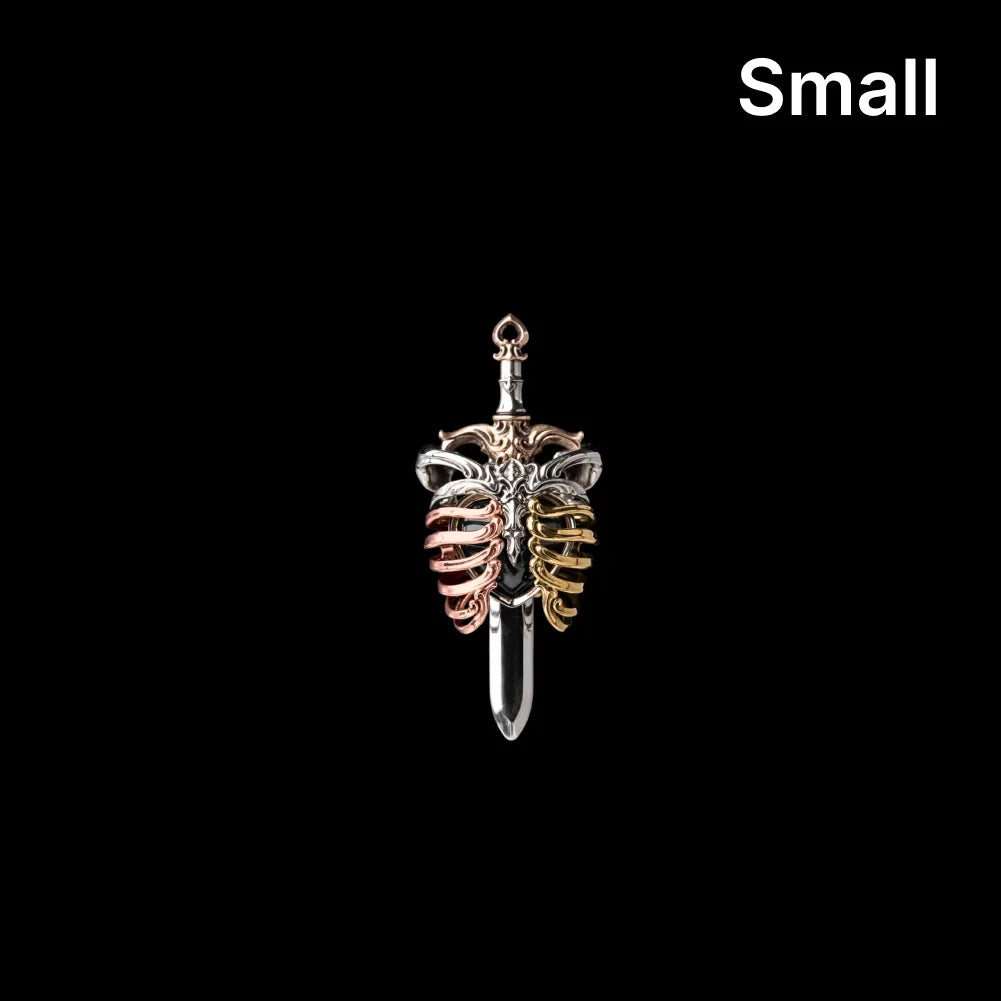 White Bronze Copper Brass Blackened The Beating Heart Pendant Small