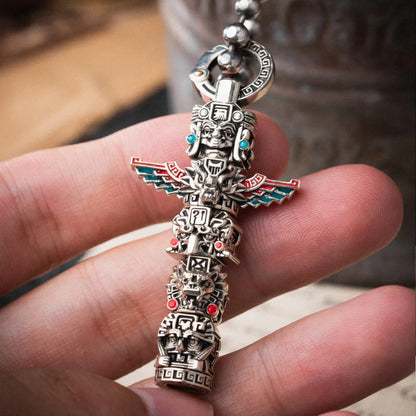 Polished White Bronze Mayan Tote Pendant Details 06