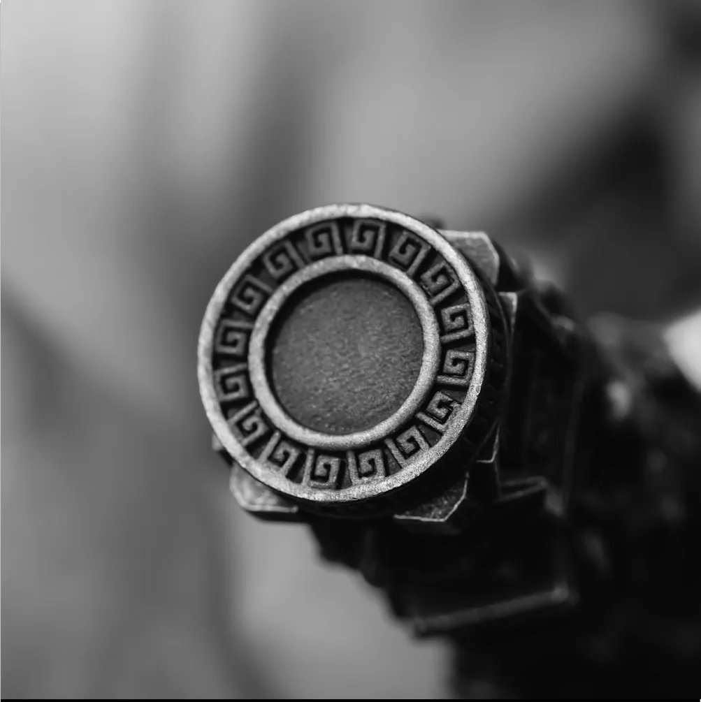 White Bronze Mayan Totem Pendant Details 07