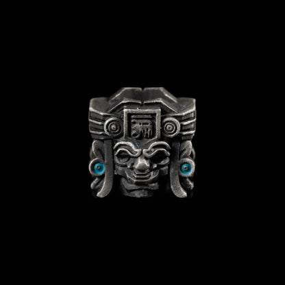 White Bronze Mayan Totem Pendant Option03