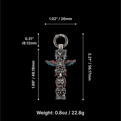 White Bronze Mayan Totem Pendant Parameter