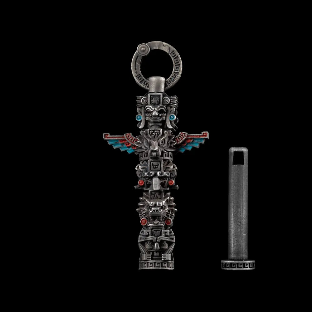 White Bronze Mayan Totem Pendant