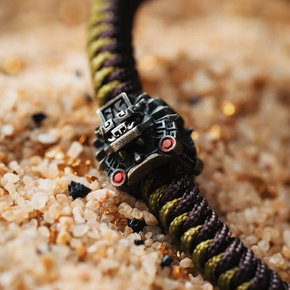 White Bronze Mayan Totem Rope Bracelet Details05