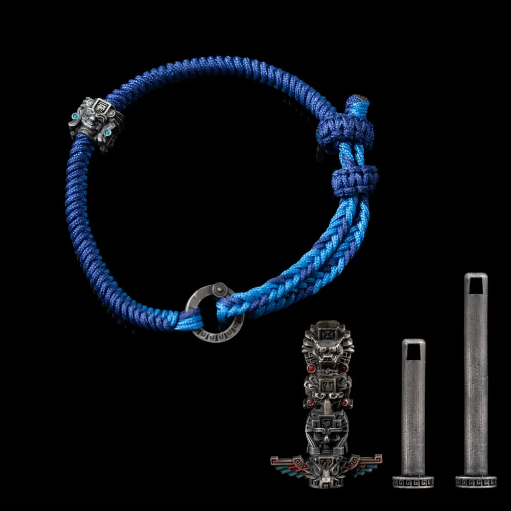 White Bronze Mayan Totem Rope Bracelet Option02