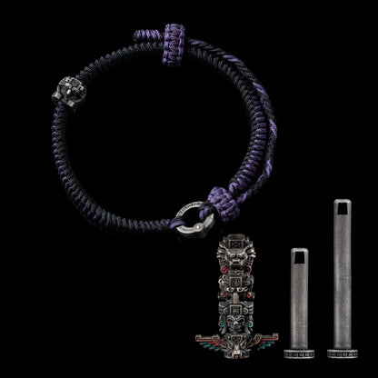 White Bronze Mayan Totem Rope Bracelet Option03