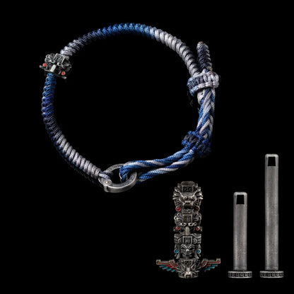 White Bronze Mayan Totem Rope Bracelet Option04