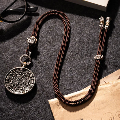 White Bronze Nine Palaces Bagua Talisman Pendant Details 01